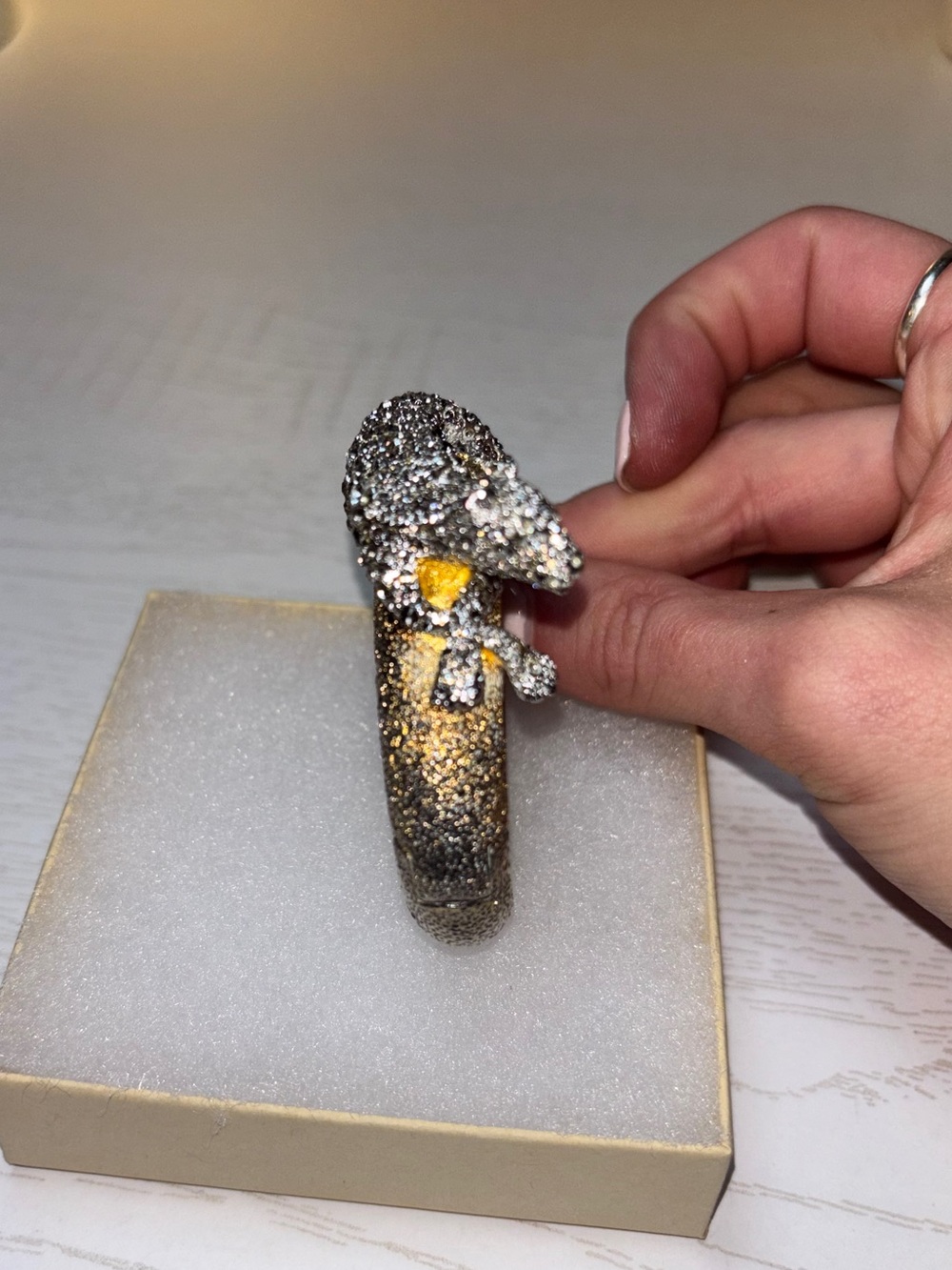 Alexis Bittar Gold and Silver Textured Bangle - Picture 2 of 6